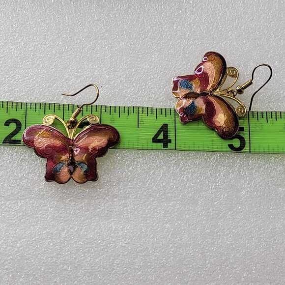 Enamel Butterfly Earrings - Picture 3 of 8